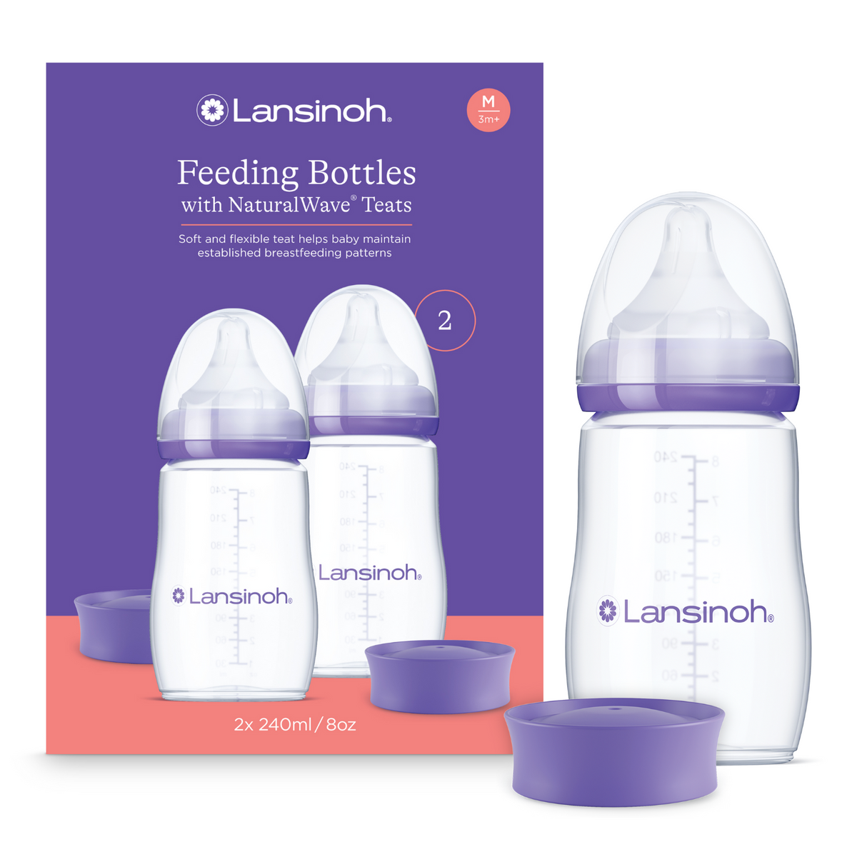Plastic Feeding Bottles with NaturalWave Teat X 2